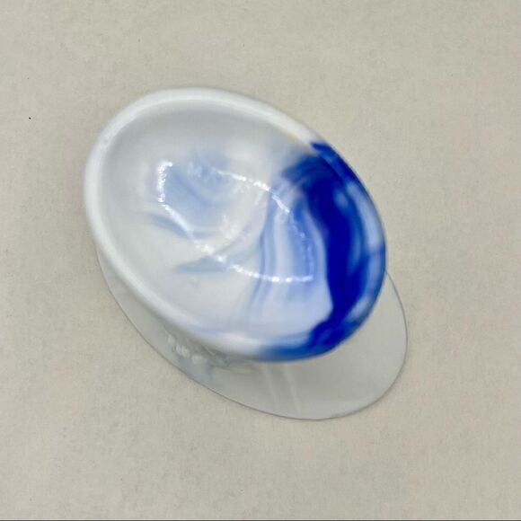 Vintage Akro Agate Iris Floral Marbled Swirl Slag Glass Vase - Picture 14 of 15